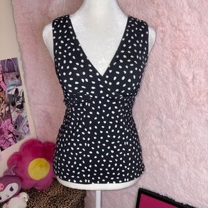 Lands' End Navy and White Polka Dot Tankini